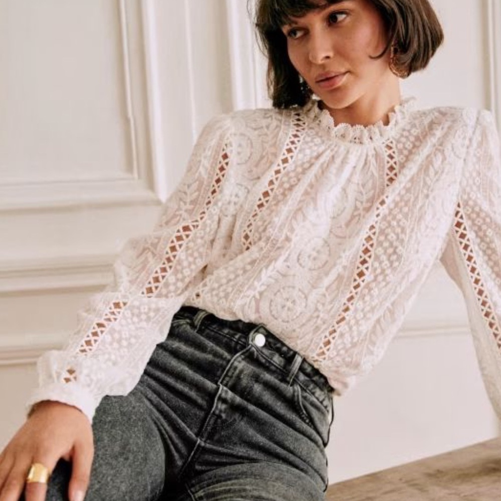 Sezane Valentine Blouse Écru. - Size 42